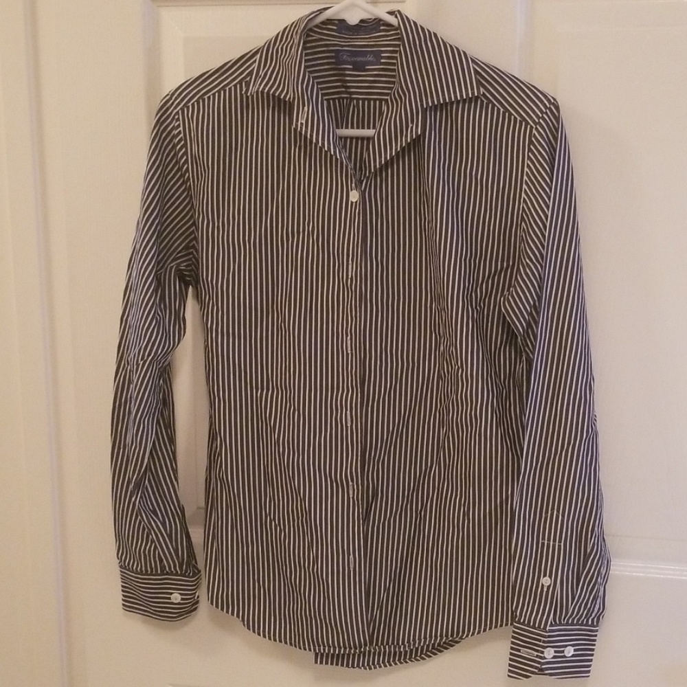 Façonnable Navy Striped Dress Shirt